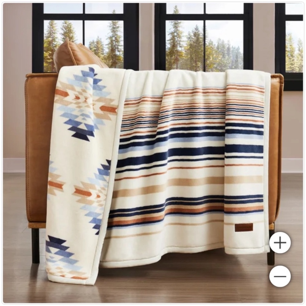 NWT Pendleton Reversible Plush Throw SAVANNA STRIPE - 50” x 70” - Picture 2 of 7